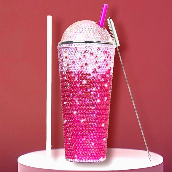 V&V Other - Adorable Handmade Blinged Out Rhinestone Embellished 22oz Tumbler with Domed Lid